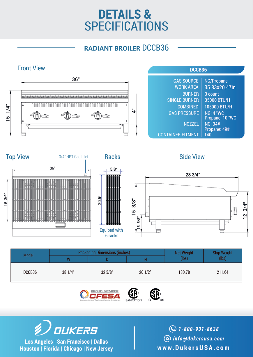 DCCB36 dimensional drawing