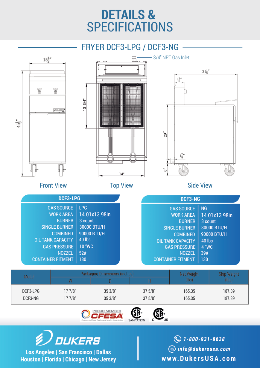 DCF3-LPG dimensional drawing